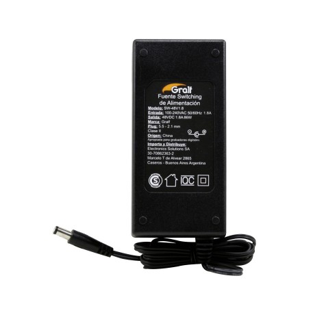 Fuente Switching 48V 1.8A Dc plug 5.5-2.1mm