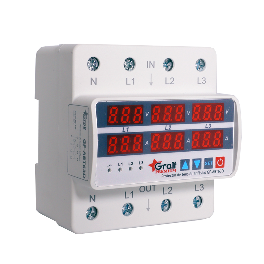 Protector de tensión con amperímetro y voltímetro 