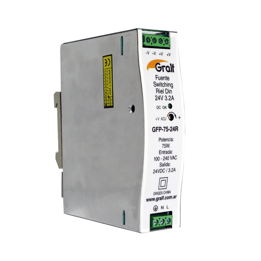 FUENTE SWITCHING RIEL DIN 24V 3.2A