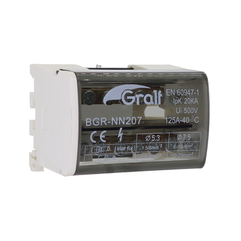 Bornera de distribución, 2p, 7 entradas.