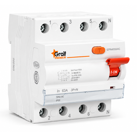 Interruptor Diferencial  3P+N 63A 30mA 10kA